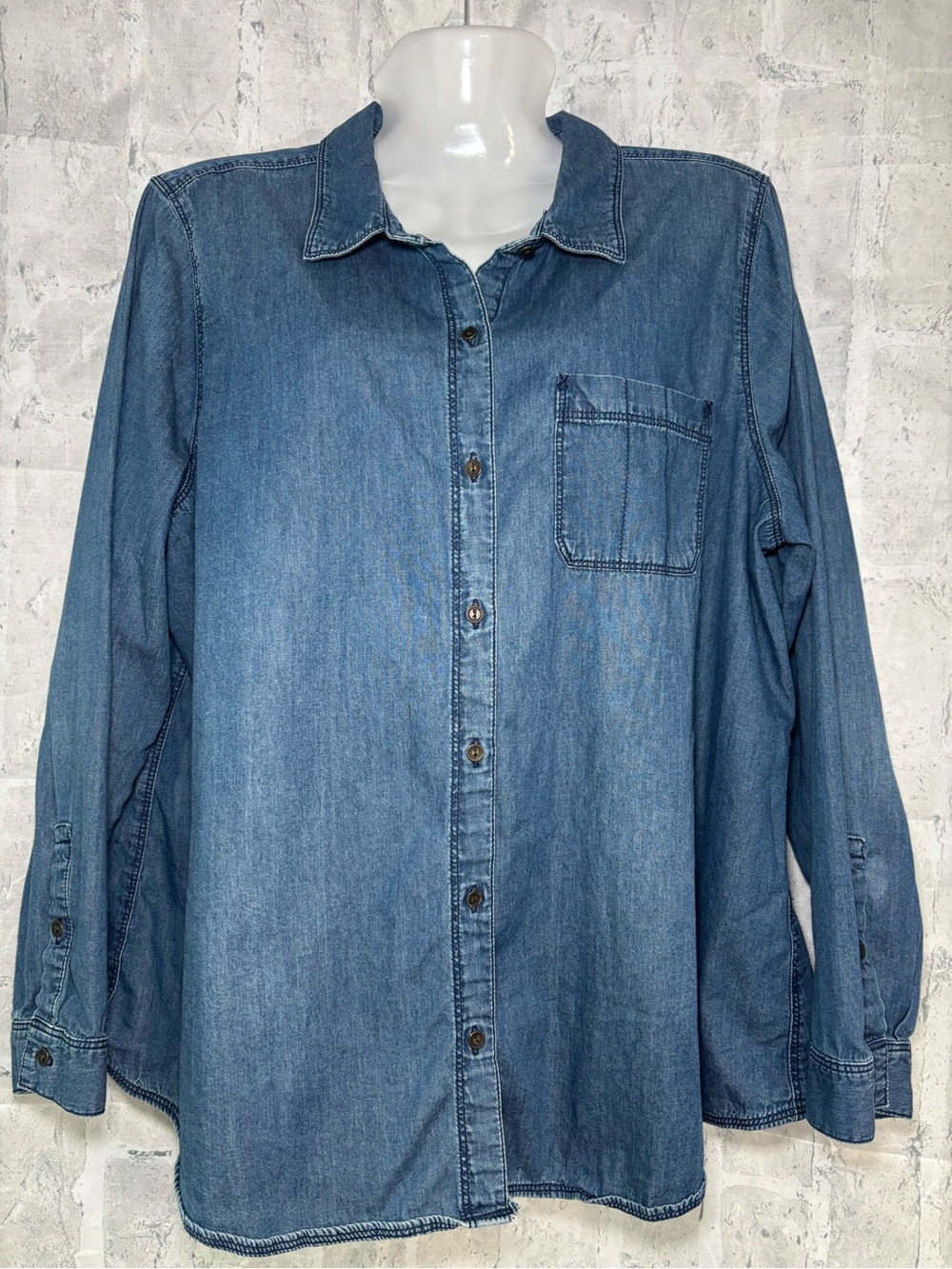 J. Jill Light Blue Denim Button-Front Shirt